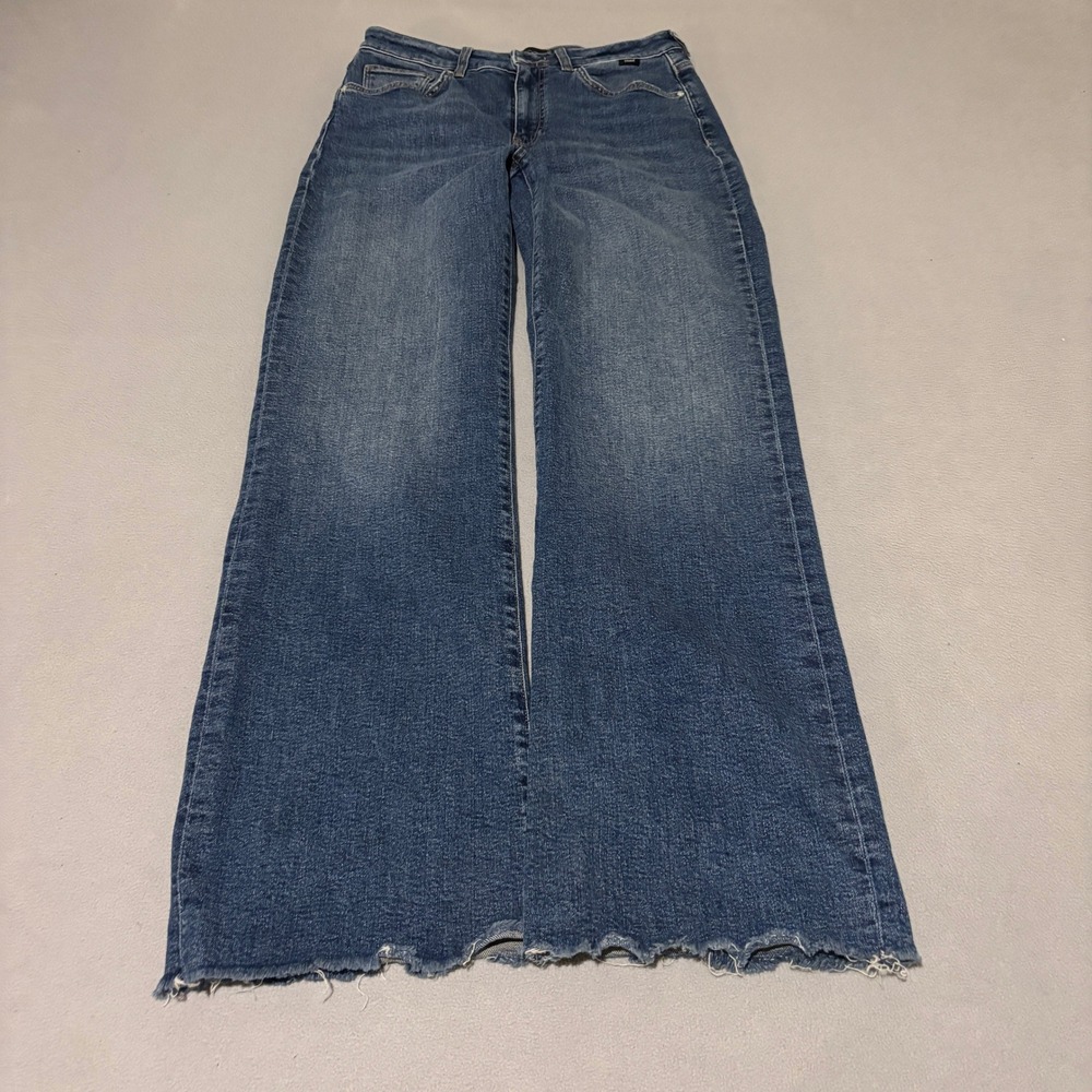 Mavi Victoria Womens High Rise Wide Leg Jeans‎ 28/32 Blue Raw Hem Casual
